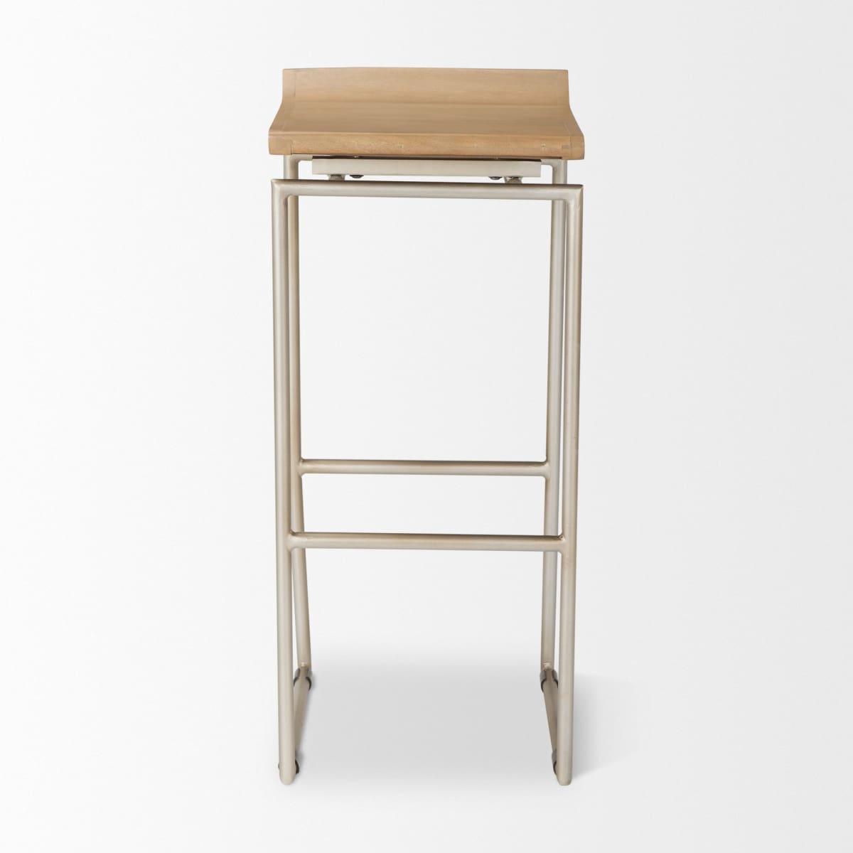 Givens Bar Counter Stool Brown Wood | Silver Metal | Bar - bar-stools