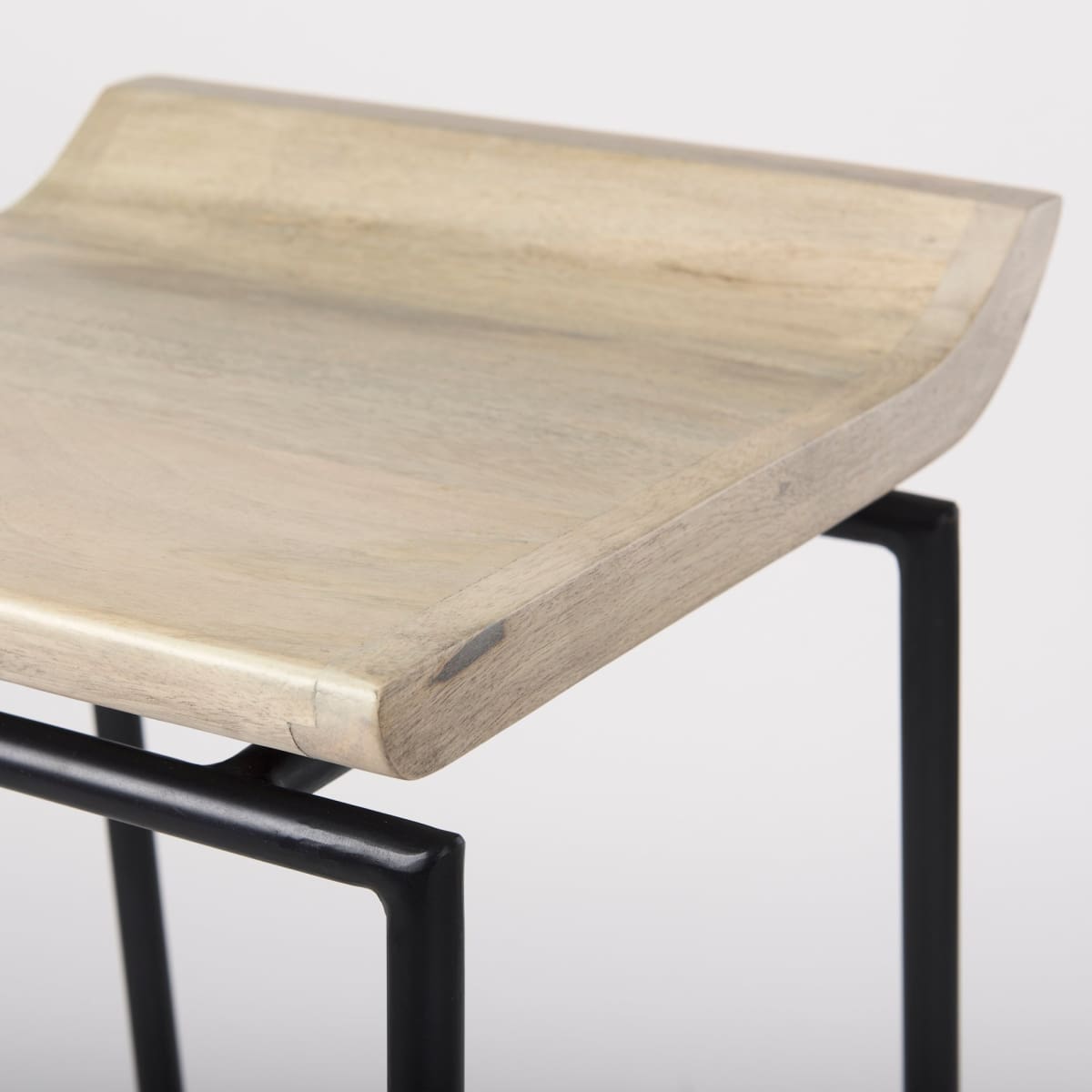 Givens Wood Seat Bar Counter Stool Natural Wood | Black Metal | Counter - bar-stools