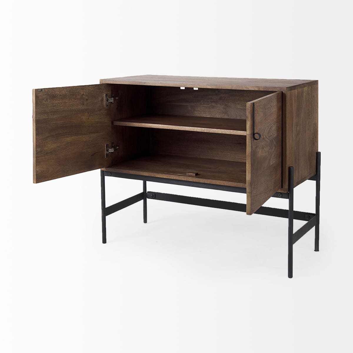 Glenn Accent Cabinet Brown Wood | Black Metal - acc-chest-cabinets