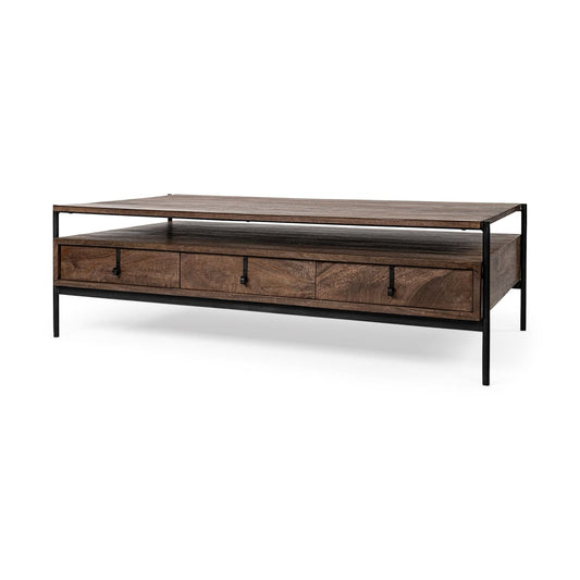 Glenn Coffee Table Brown Wood | Black Metal - coffee-tables