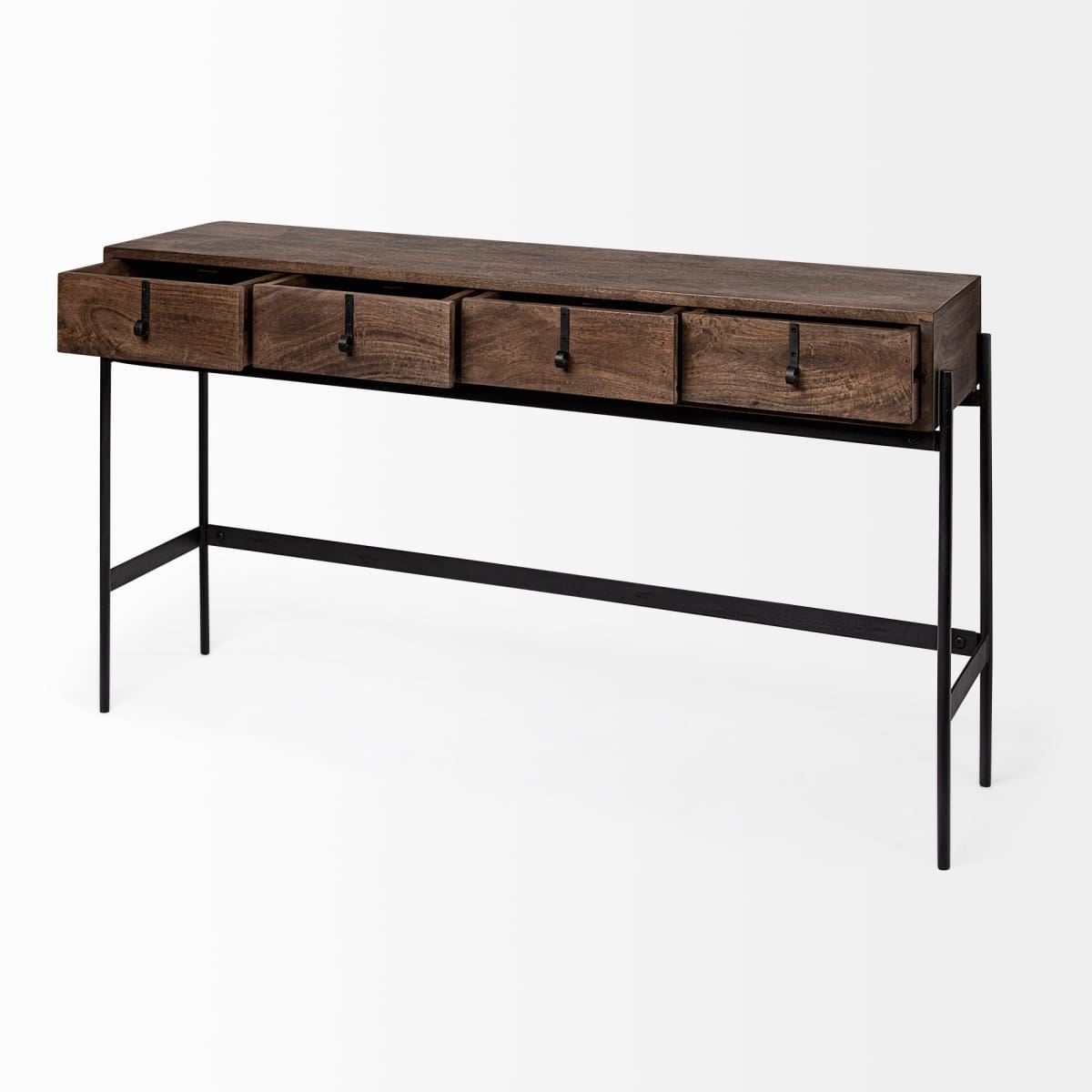 Glenn Console Table Brown Wood | Black Metal - console-tables