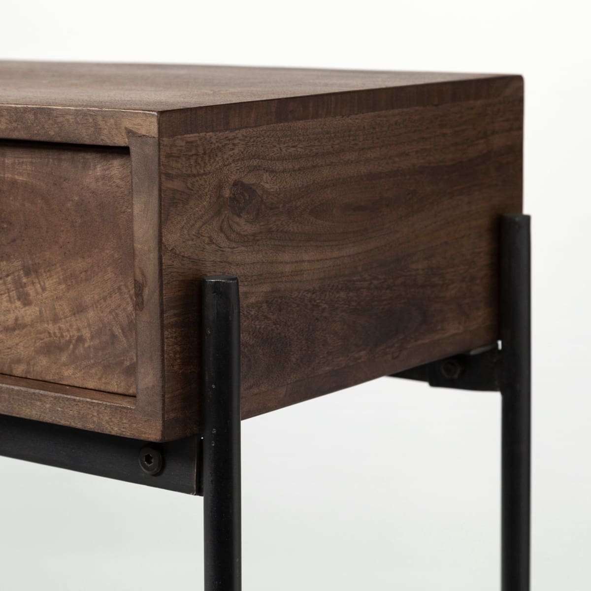 Glenn Console Table Brown Wood | Black Metal - console-tables