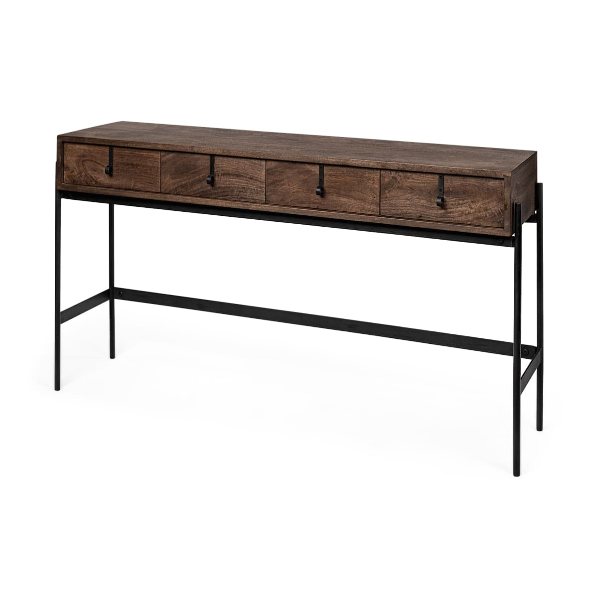 Glenn Console Table Brown Wood | Black Metal - console-tables