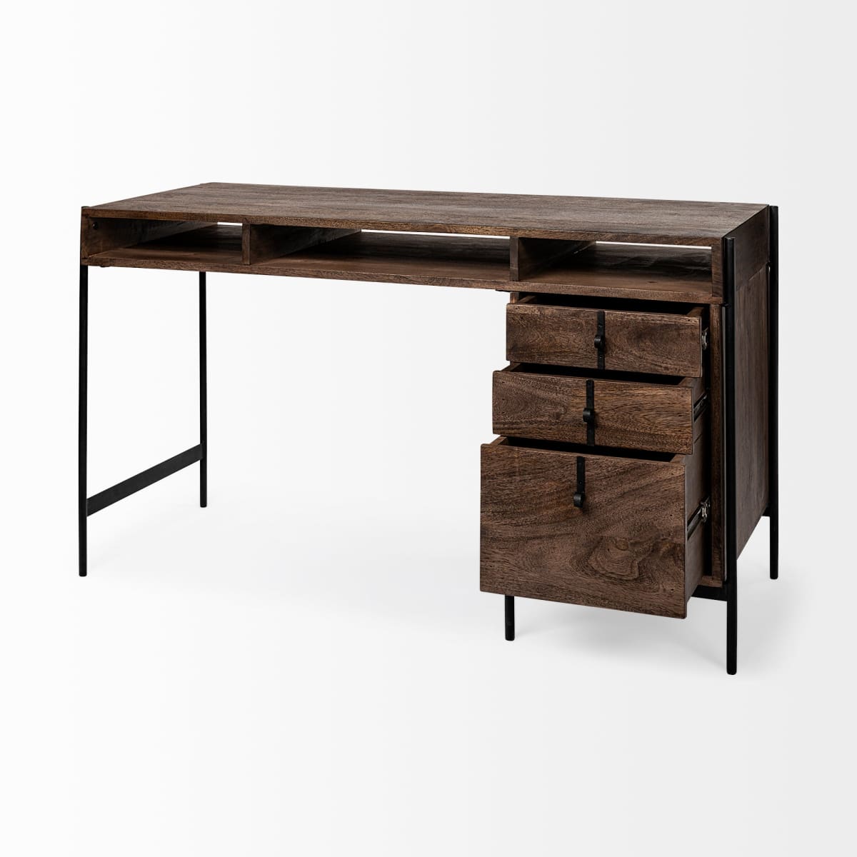 Glenn Office Desk Brown Wood | Black Metal - office