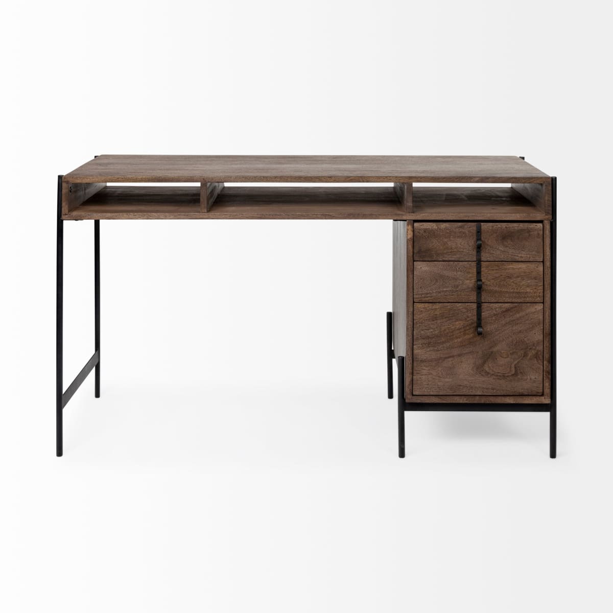 Glenn Office Desk Brown Wood | Black Metal - office