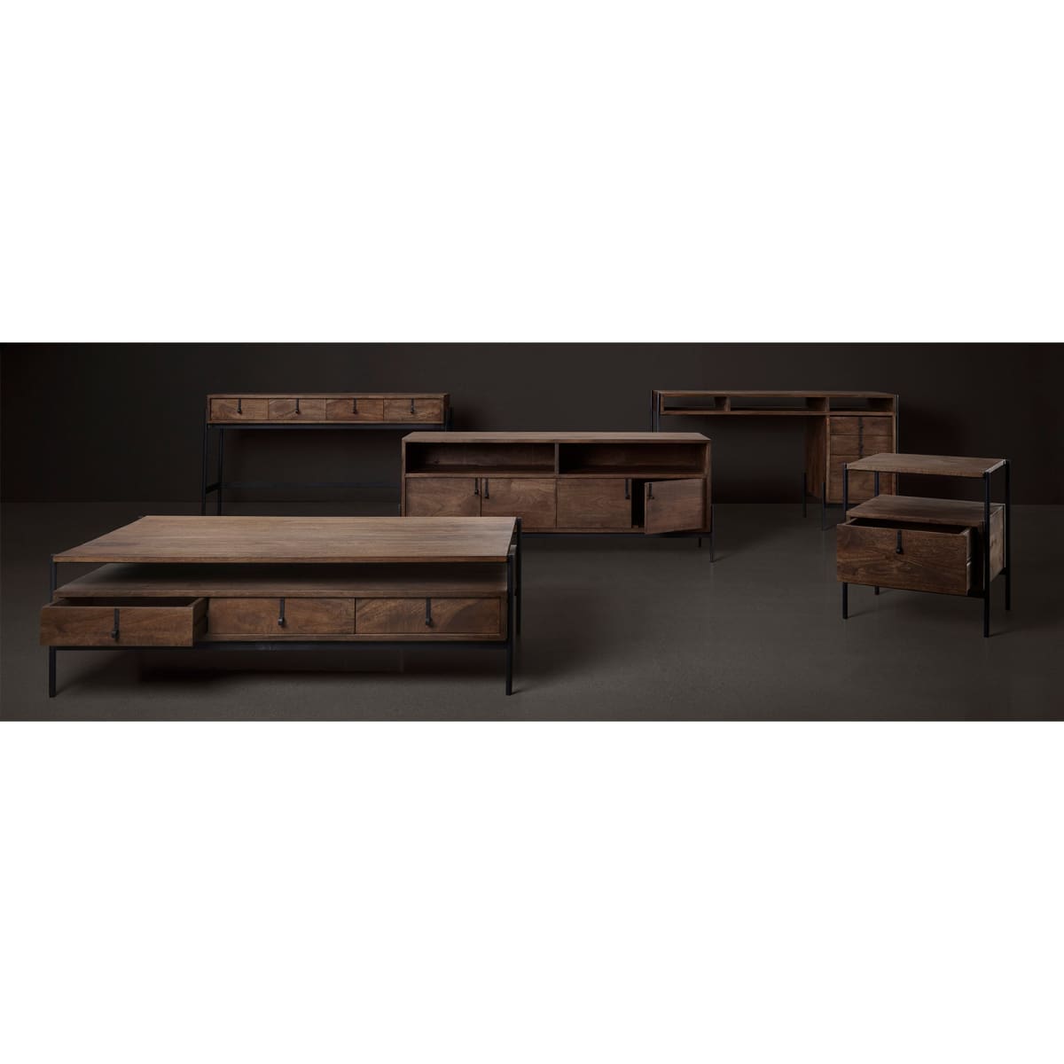 Glenn Office Desk Brown Wood | Black Metal - office