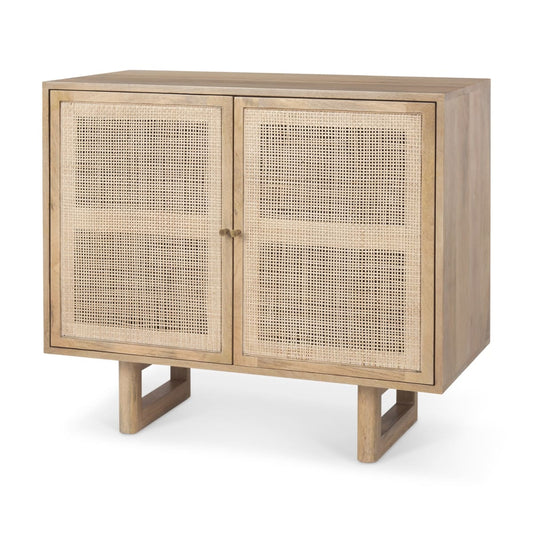 Grier Accent Cabinet Light Brown Wood | Cane Accent | 2 Door - acc-chest-cabinets