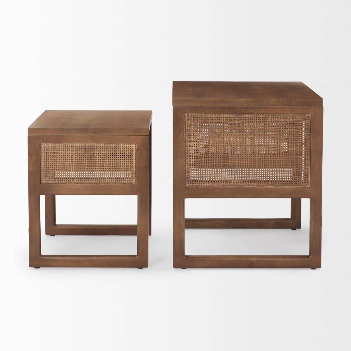 grier accent table 2 Medium Brown Wood | Cane Accent | Set of 2 - accent-tables
