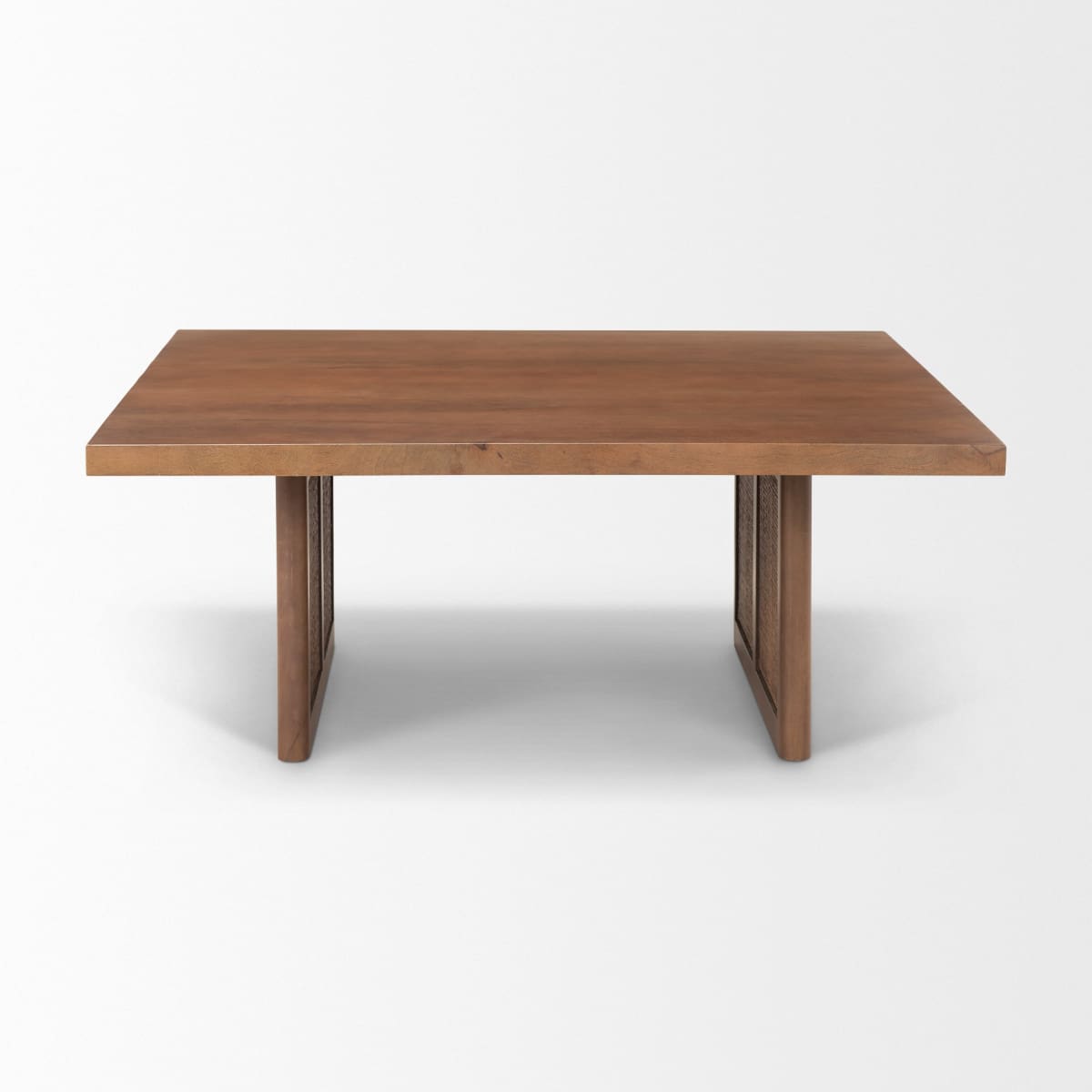 Grier Coffee Table Medium Brown Wood | Cane Accent - coffee-tables