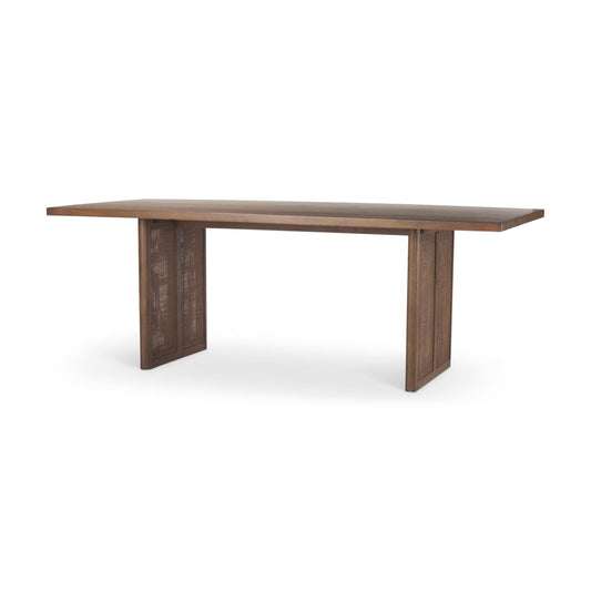 Grier Dining Table Medium Brown Wood | Cane Accent - dining-table