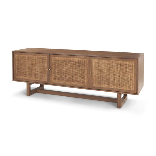 Grier Media Console Medium Brown Wood | Cane Accent - media-console