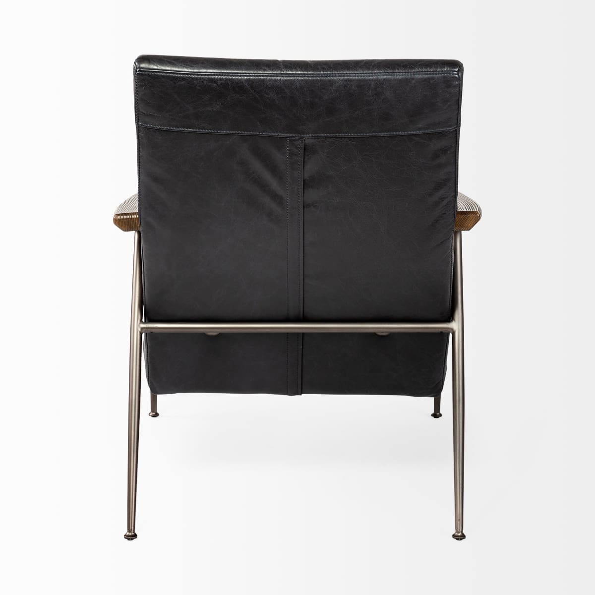 Grosjean Accent Chair Black Leather | Bronze Metal - accent-chairs