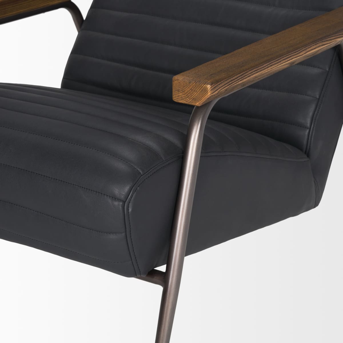 Grosjean Accent Chair Black Leather | Black Metal - accent-chairs