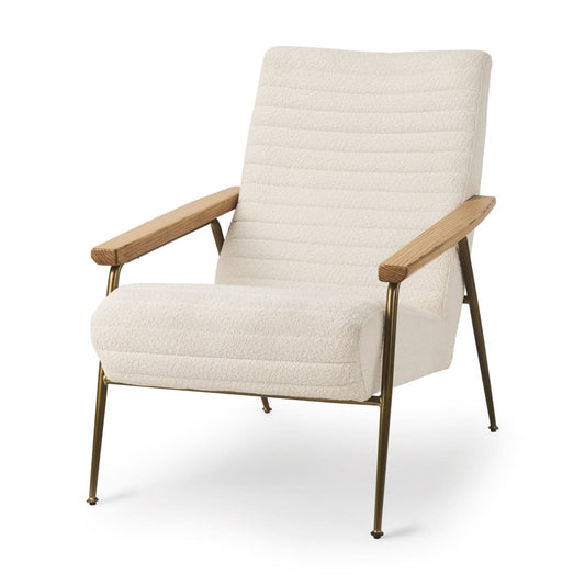 Grosjean Upholstered Accent Chair Cream Boucle - accent-chairs