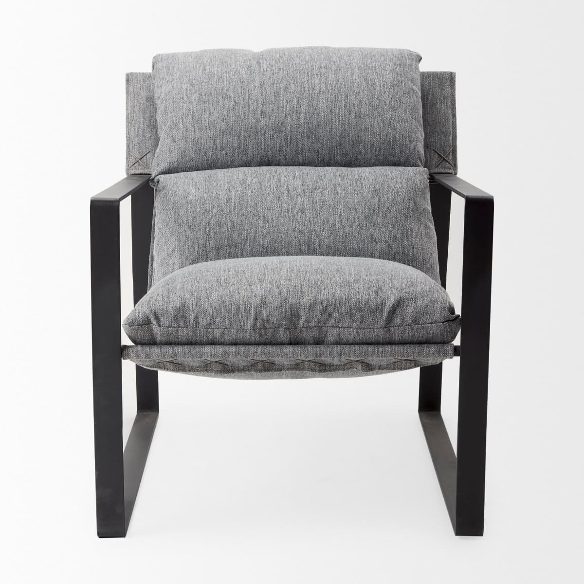 Guilia Accent Chair Castlerock Gray Fabric | Black Metal - accent-chairs