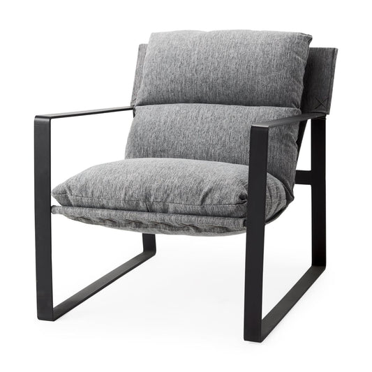 Guilia Accent Chair Castlerock Gray Fabric | Black Metal - accent-chairs