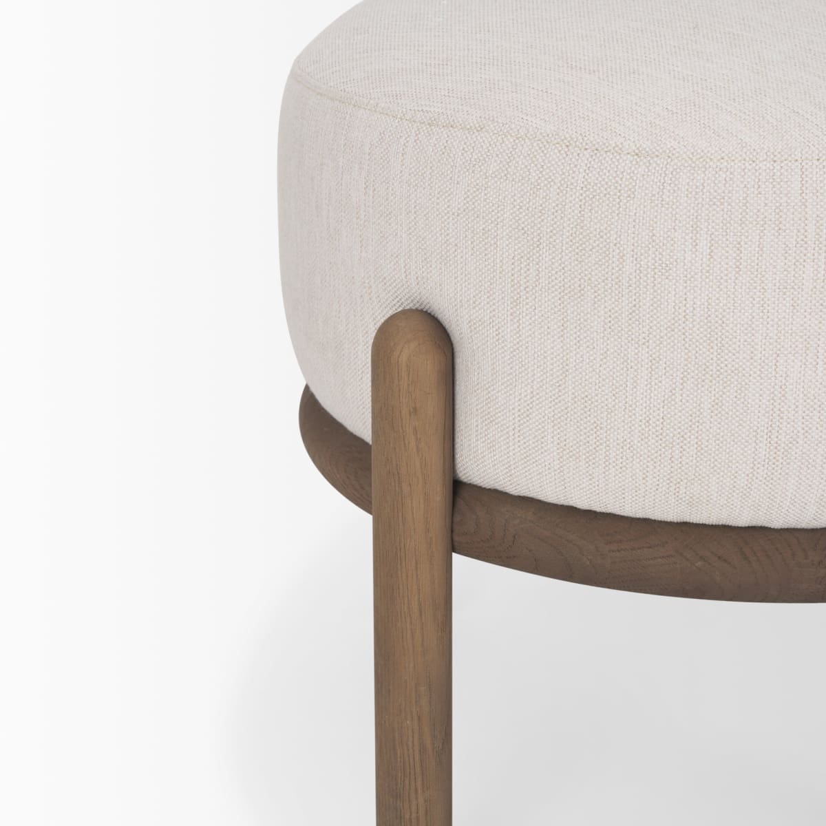 Gwynn Pouf Dark Brown Wood | Oatmeal - ottoman-and-poufs