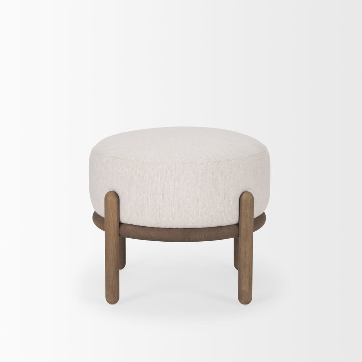 Gwynn Pouf Dark Brown Wood | Oatmeal - ottoman-and-poufs