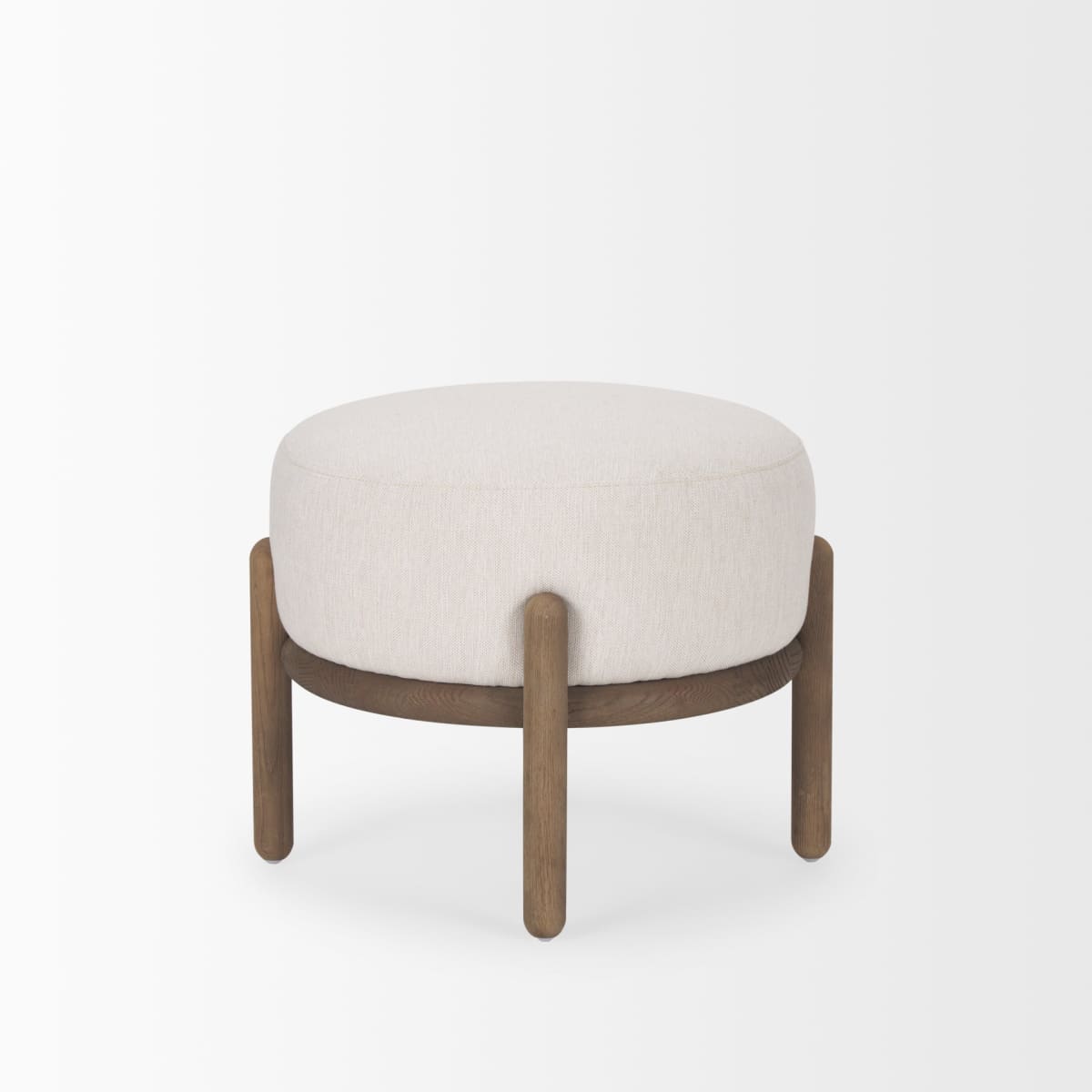 Gwynn Pouf Dark Brown Wood | Oatmeal - ottoman-and-poufs