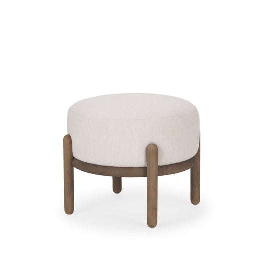 Gwynn Pouf Dark Brown Wood | Oatmeal - ottoman-and-poufs