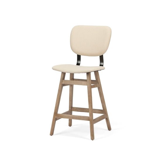 Haden Bar Counter Stool Cream Fabric | Brown Wood | Counter - bar-stools