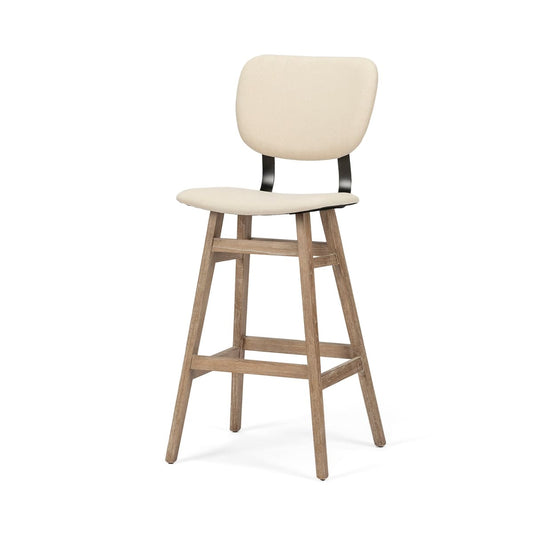 Haden Bar Counter Stool Cream Fabric | Brown Wood | Bar - bar-stools