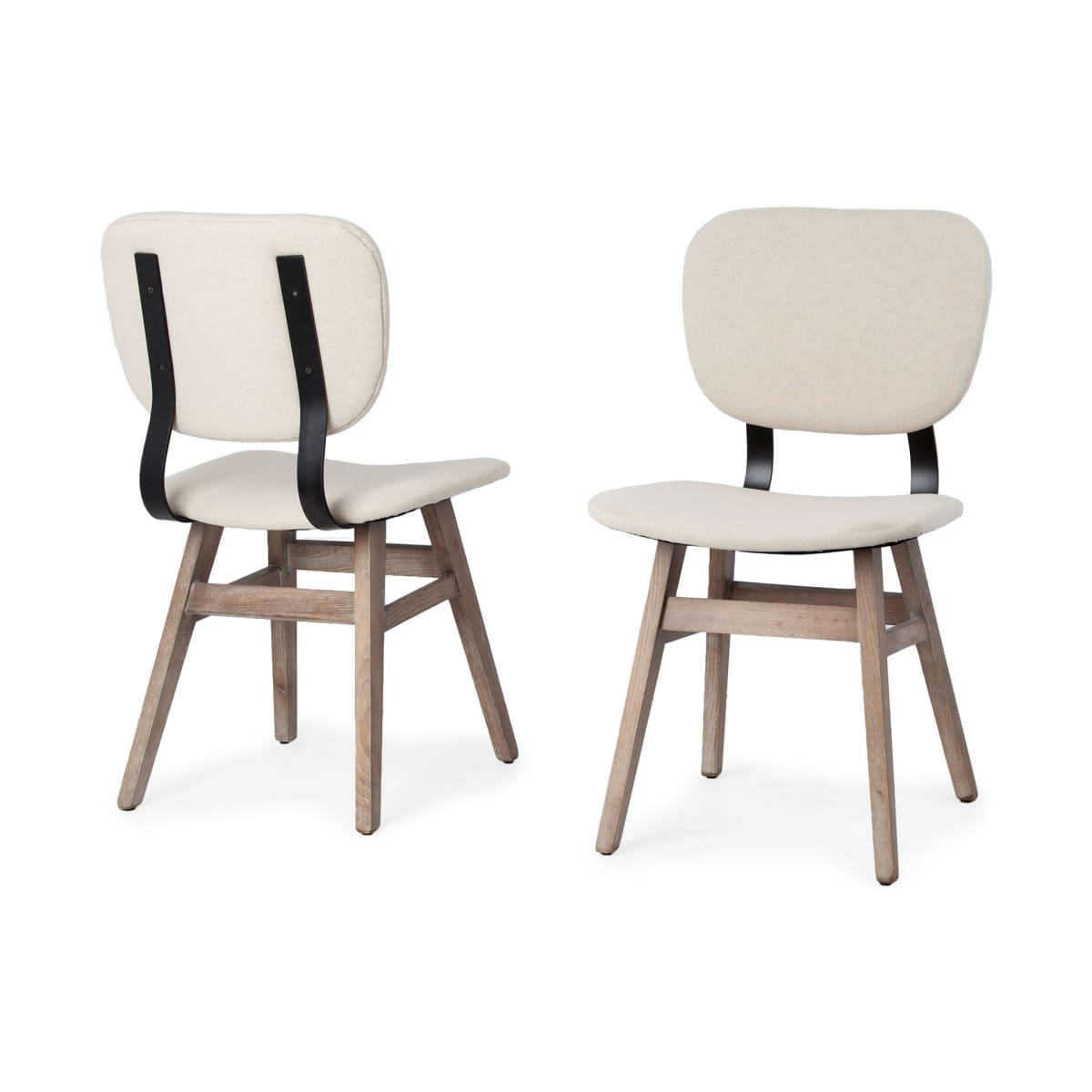 Haden Dining Chair Cream Fabric | Brown Wood - dining-chairs