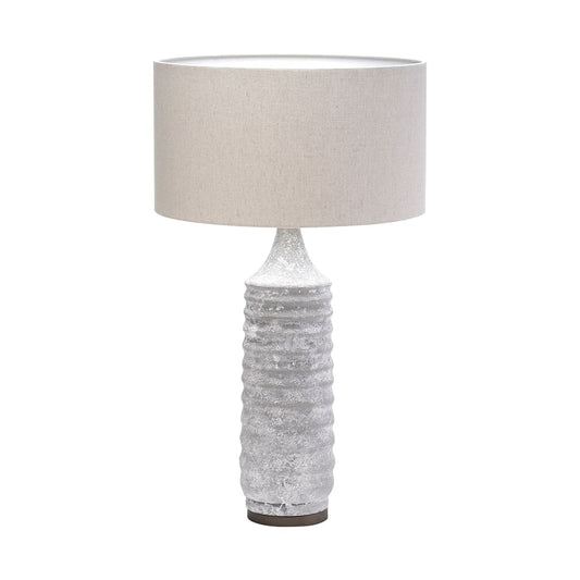 Harlan Table Lamp Gray Concrete | Beige Shade - table-lamps