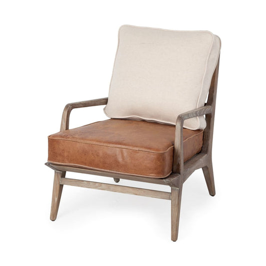 Harman Accent Chair Brown Leather | Brown Wood - accent-chairs