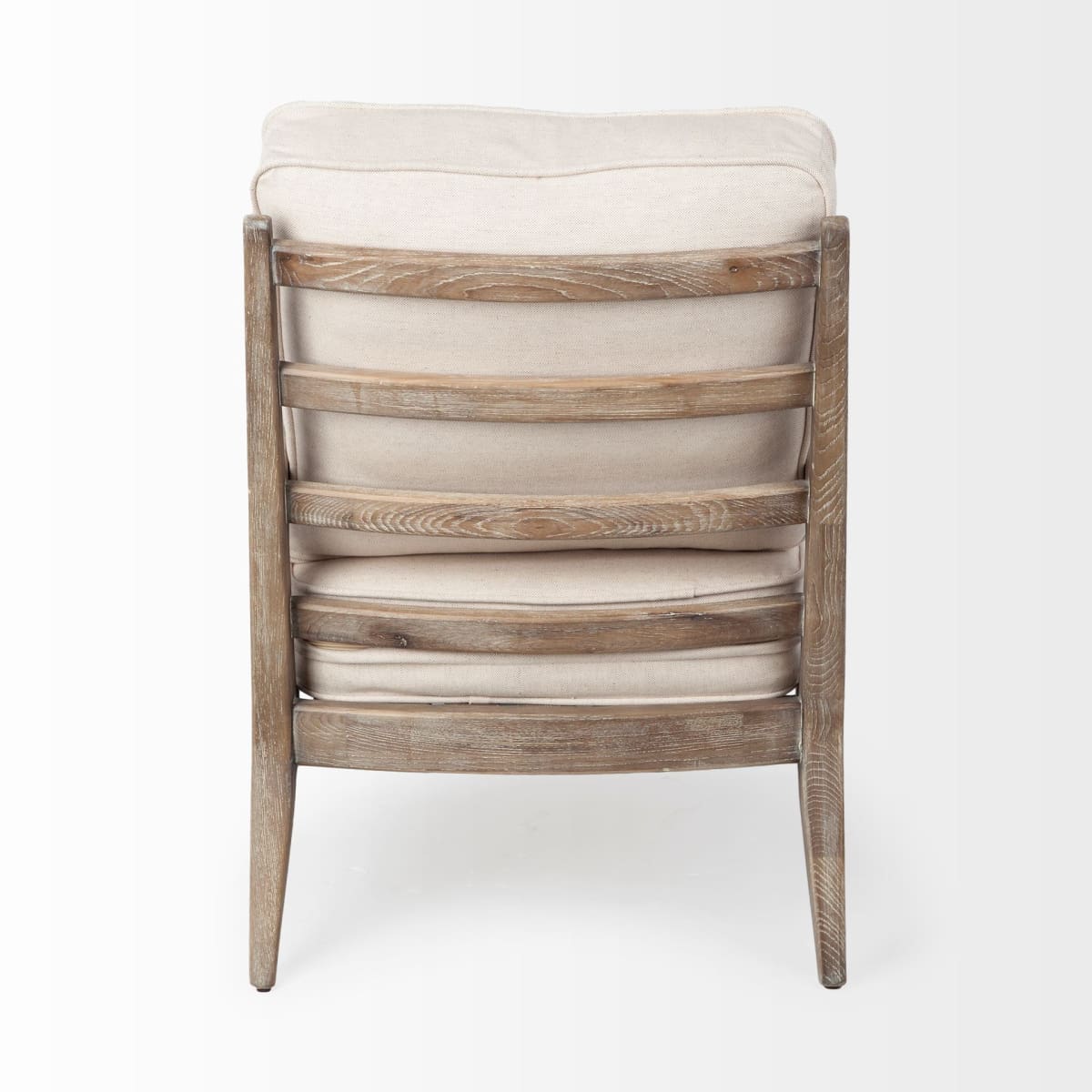 Harman Accent Chair Off-White Fabric | Brown Wood - accent-chairs