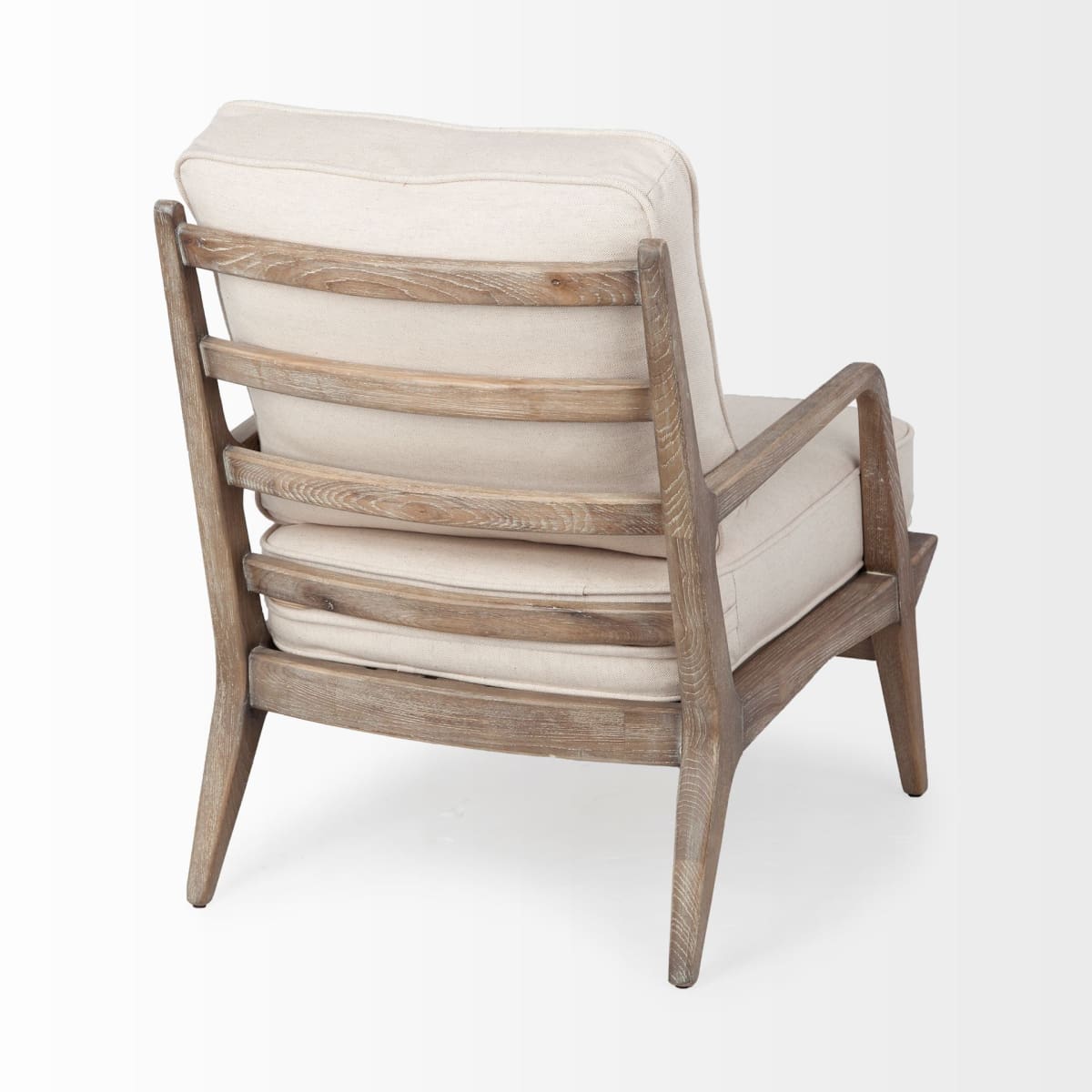 Harman Accent Chair Off-White Fabric | Brown Wood - accent-chairs