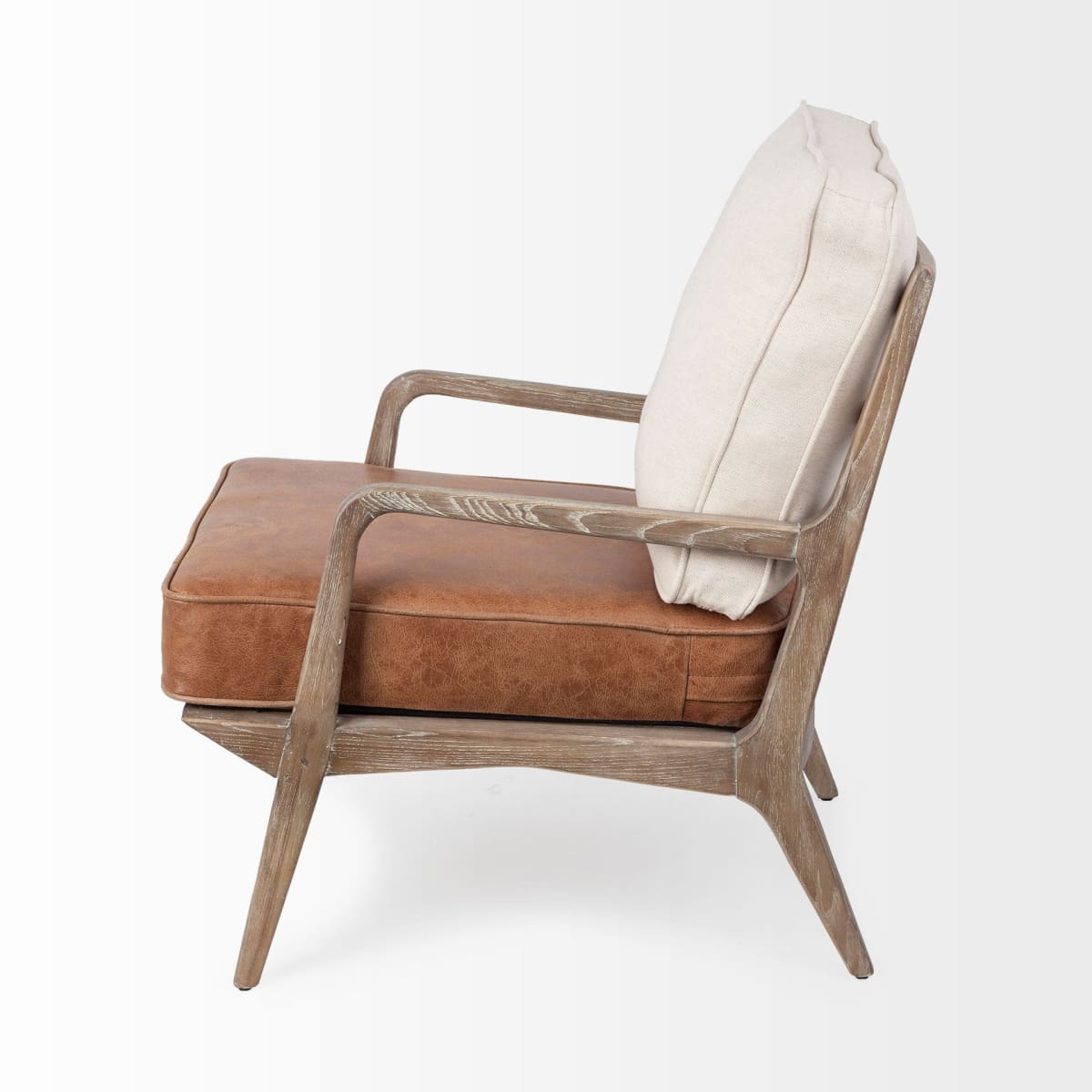 Harman Leather Accent Chair Brown Leather | Brown Wood - accent-chairs