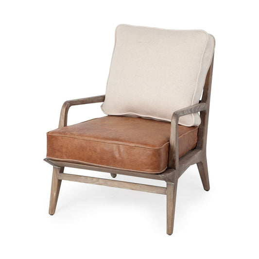 Harman Leather Accent Chair Brown Leather | Brown Wood - accent-chairs