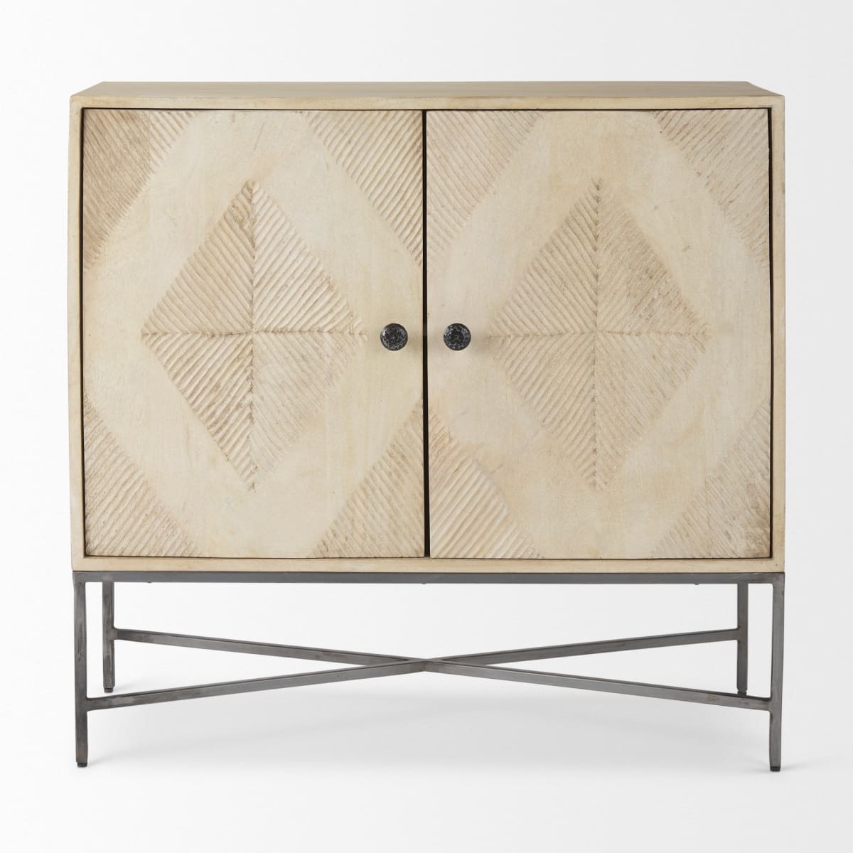 Hogarth Accent Cabinet Blonde Wood | Silver Metal - acc-chest-cabinets