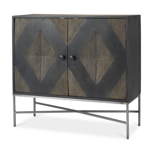 Hogarth Accent Cabinet Dark Brown & Black Wood | Silver Metal - acc-chest-cabinets