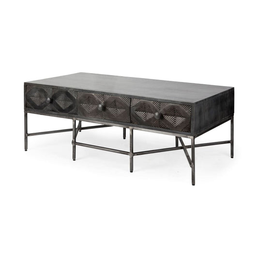 Hogarth Coffee Table Brown Wood | Black Metal - coffee-tables