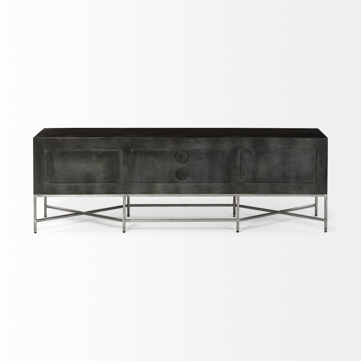 Hogarth Media Console Brown Wood I Silver Metal - media-console