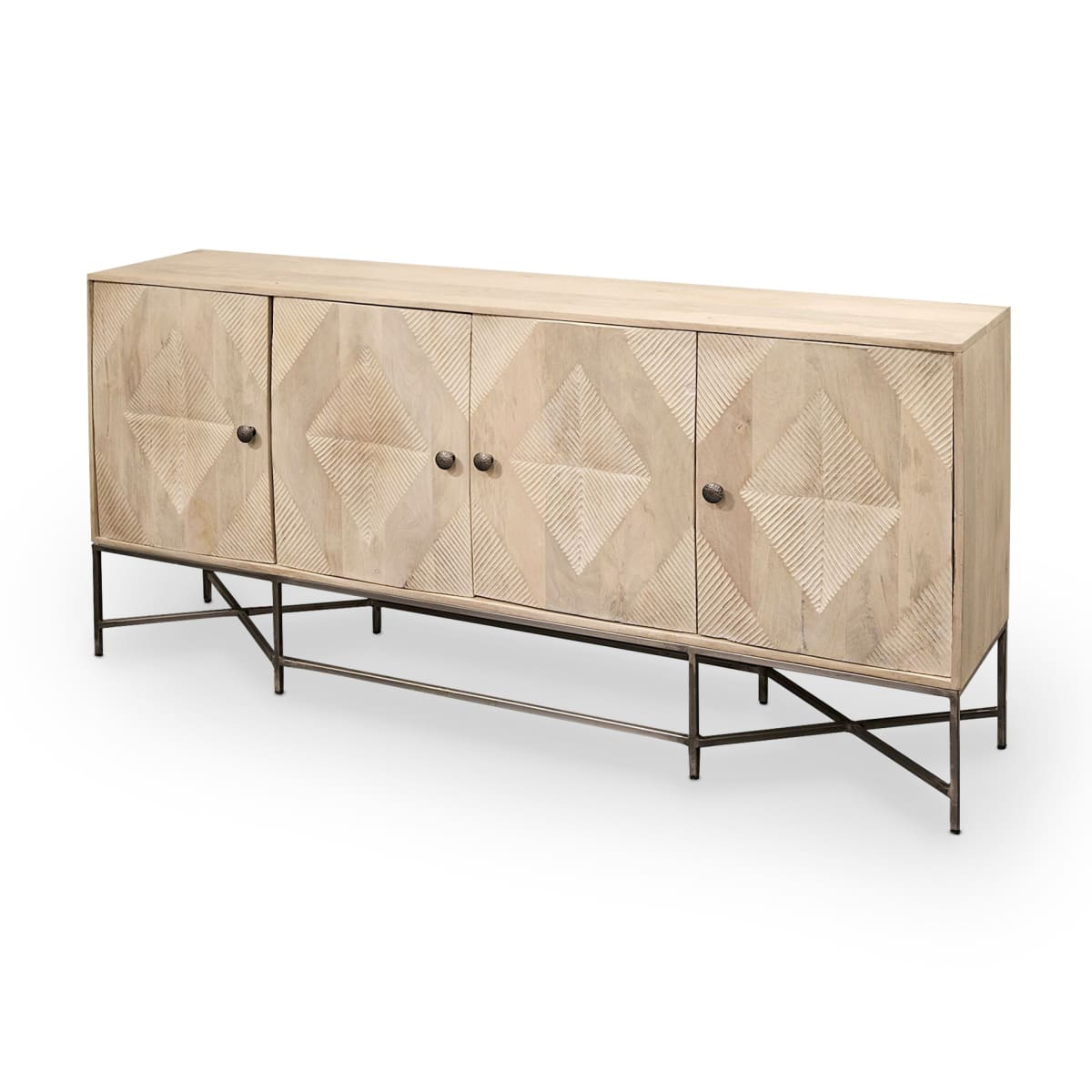 Hogarth Sideboard Blonde Wood | Gold Metal - sideboards-and-buffets