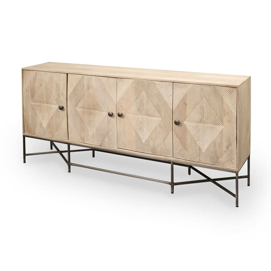 Hogarth Sideboard Blonde Wood | Gold Metal - sideboards-and-buffets
