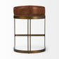 Hollyfield Bar Counter Stool Brown Leather | Gold Metal | Counter - bar-stools