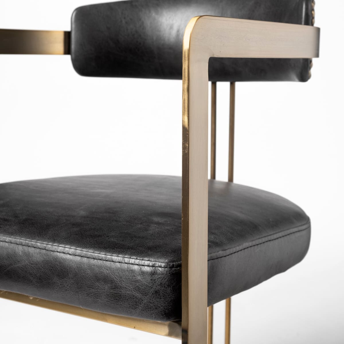 Hollyfield Dining Chair Black Leather | Gold Metal - dining-chairs