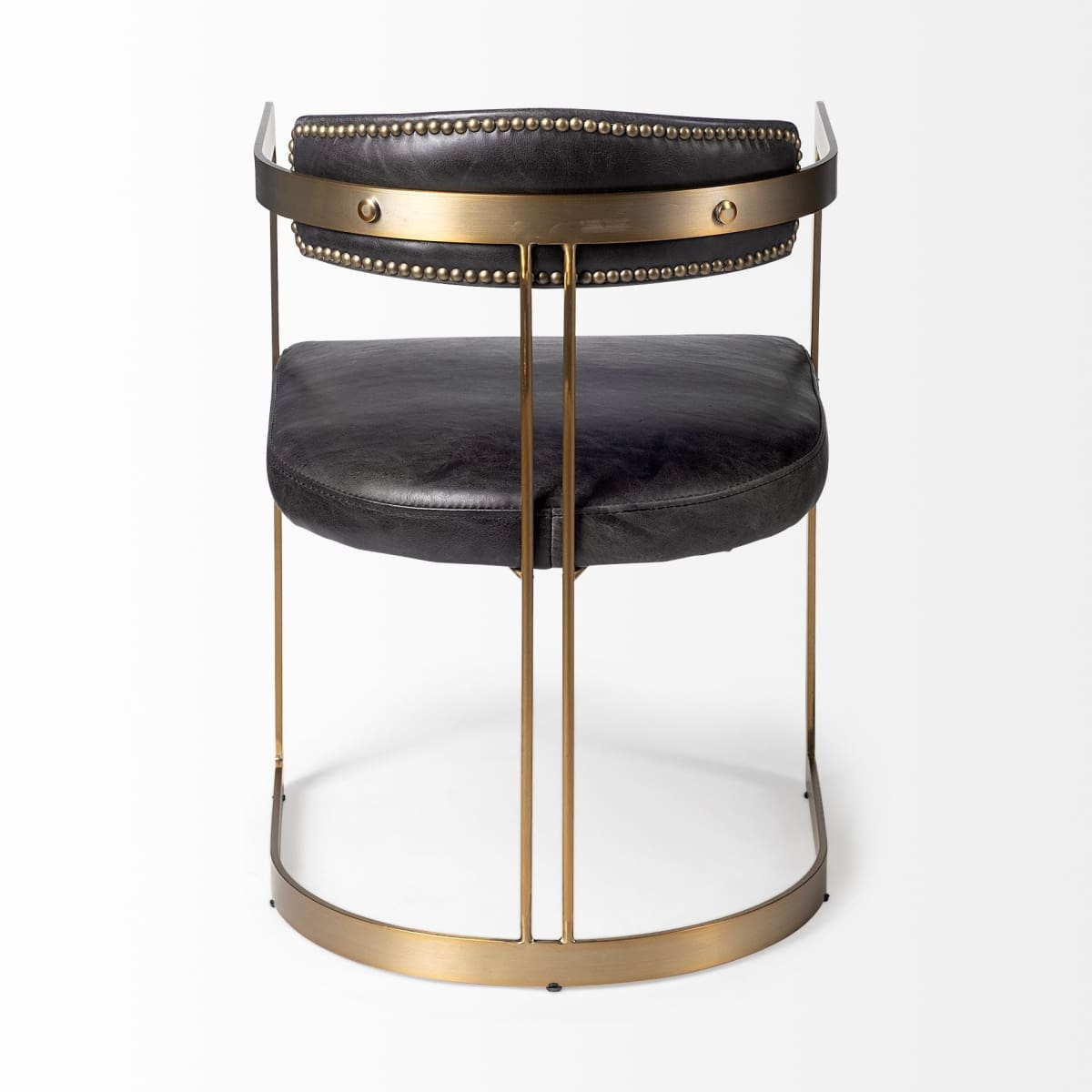 Hollyfield Dining Chair Black Leather | Gold Metal - dining-chairs