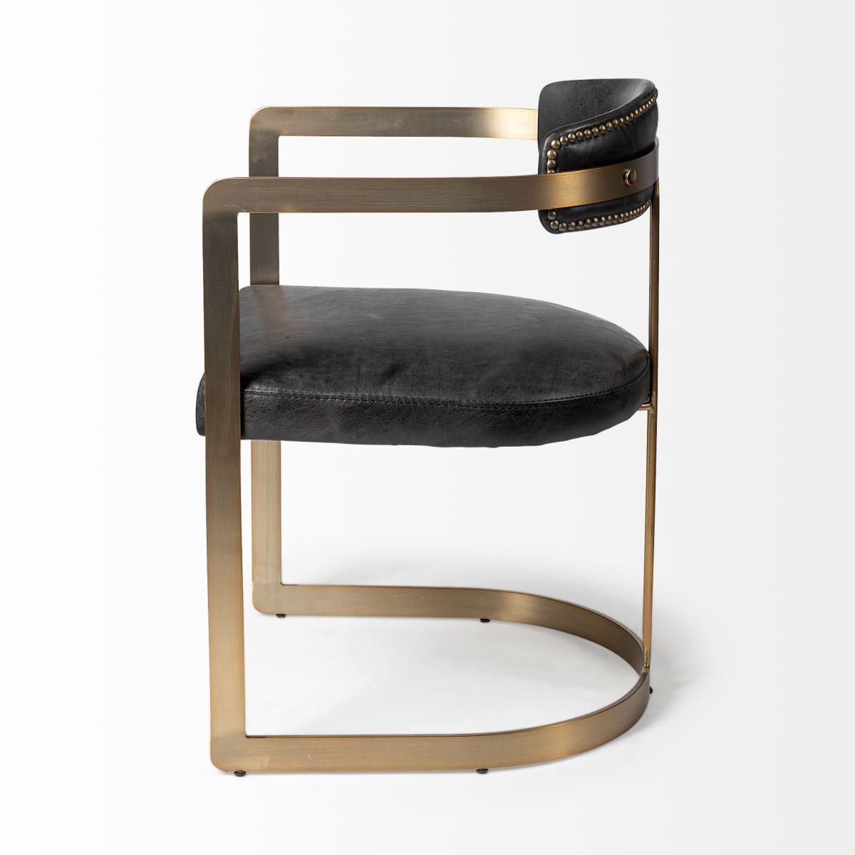 Hollyfield Dining Chair Black Leather | Gold Metal - dining-chairs