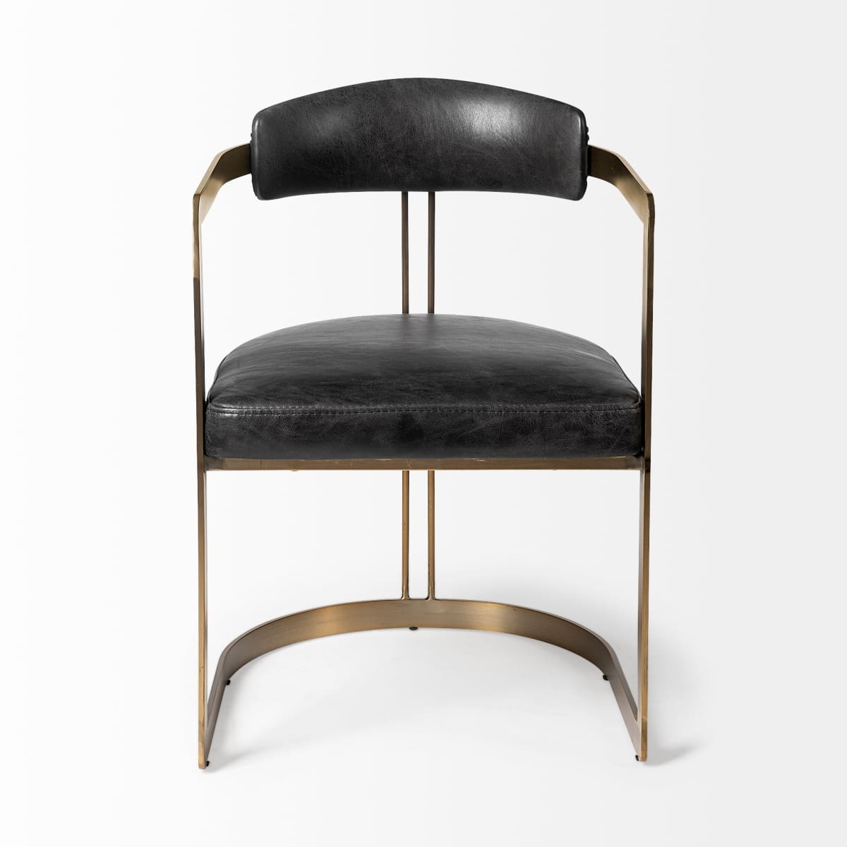 Hollyfield Dining Chair Black Leather | Gold Metal - dining-chairs