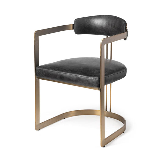 Hollyfield Dining Chair Black Leather | Gold Metal - dining-chairs