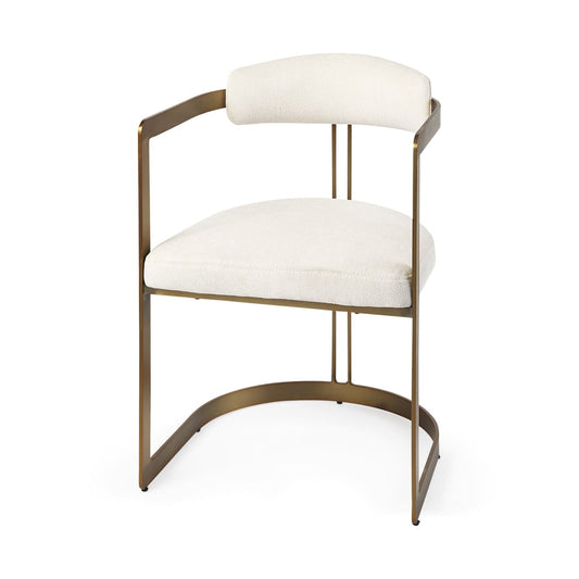 Hollyfield Dining Chair Cream Fabric | Gold Metal - dining-chairs