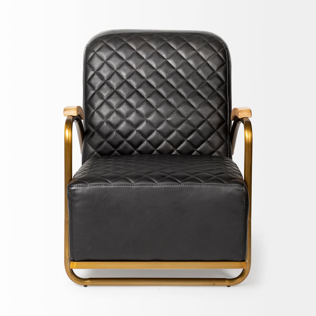 Horace Leather Accent Chair Black Leather | Gold Iron - accent-chairs