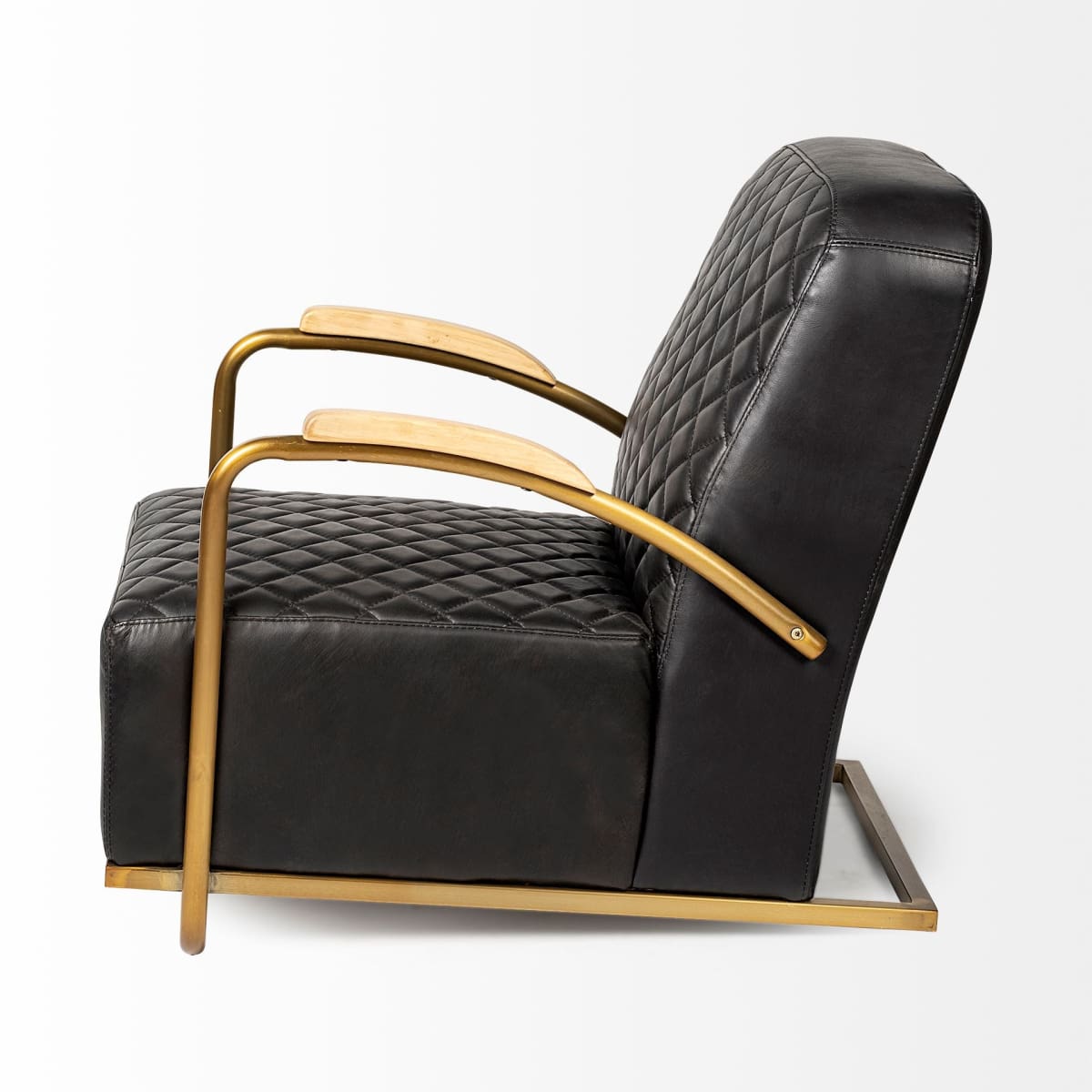 Horace Leather Accent Chair Black Leather | Gold Iron - accent-chairs