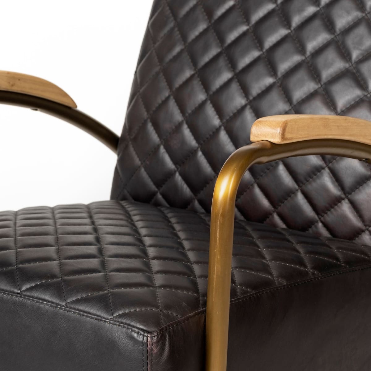 Horace Leather Accent Chair Black Leather | Gold Iron - accent-chairs