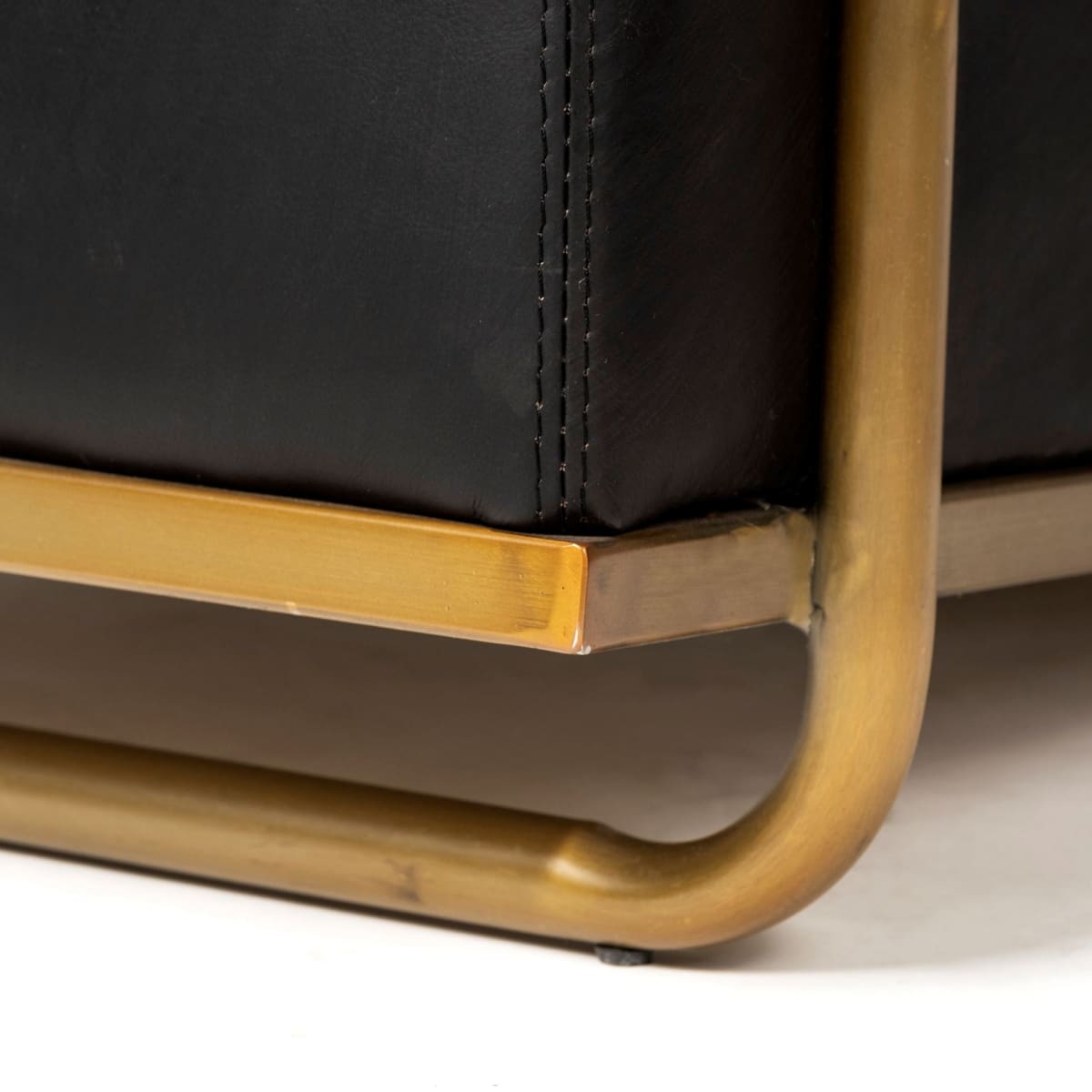 Horace Leather Accent Chair Black Leather | Gold Iron - accent-chairs